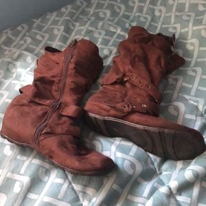 Calf-Length Brown Leather Boots